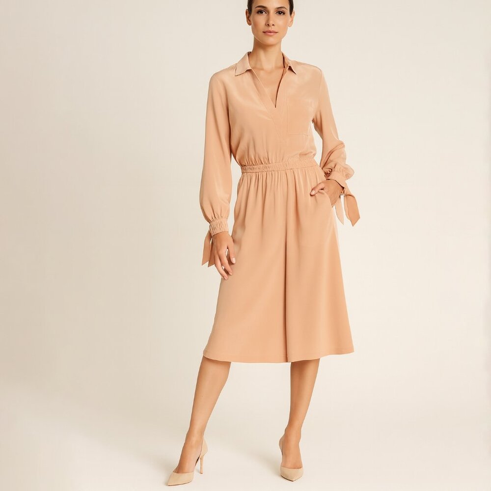 Vince Silk Slit Back Shirtdress in Blush Size Small